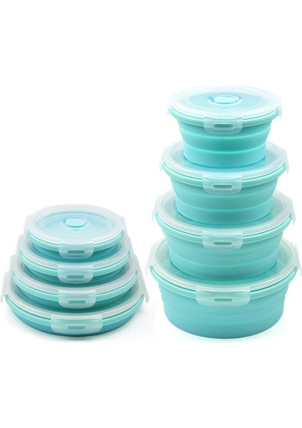 Yeşil 800ML Katlanabilir Öğle Yemeği Kutusu Renkli Meyve Salatası Depolama Silikon Yuvarlak Yiyecek Kutusu Katlanabilir Konteyner Kase Mutfak Uygun Öğle Yemeği Kutusu (Yurt Dışından)