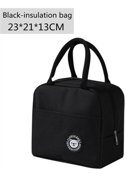 Siyah Çanta 2 Katmanlı Taşınabilir Hermetik Öğle Yemeği Kutusu Çocuk Öğrenci Bento Kutusu Çatal Kaşık Sızdırmaz Mikrodalga Gıda Saklama Kutusu Okul (Yurt Dışından)