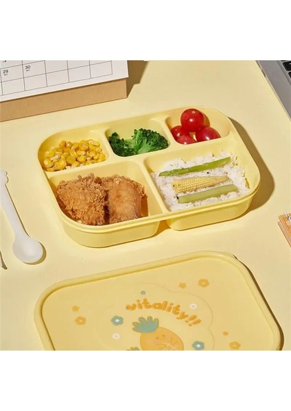 06 Sarı 1 Pc Sevimli Öğle Yemeği Kutusu Karikatür Meyve Öğle Yemeği Kutusu Çift Katmanlı Bento Kutusu Mikrodalga Isıtmalı Öğle Yemeği Kutusu Öğrenci Piknik Kutusu (Yurt Dışından)