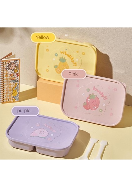 06 Sarı 1 Pc Sevimli Öğle Yemeği Kutusu Karikatür Meyve Öğle Yemeği Kutusu Çift Katmanlı Bento Kutusu Mikrodalga Isıtmalı Öğle Yemeği Kutusu Öğrenci Piknik Kutusu (Yurt Dışından)
