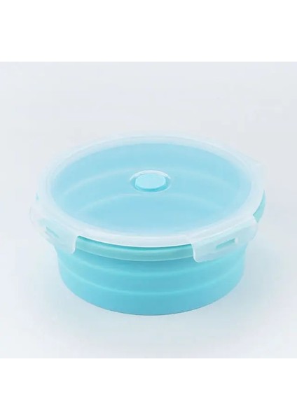 1200 ml Mavi Etrafında Silikon Katlanır Öğle Yemeği Kutusu Seti Mikrodalga Katlanır Kase Taşınabilir Katlanır Gıda Konteyner Kutusu Salata Aperatif Kase Kapaklı CF-102 (Yurt Dışından)