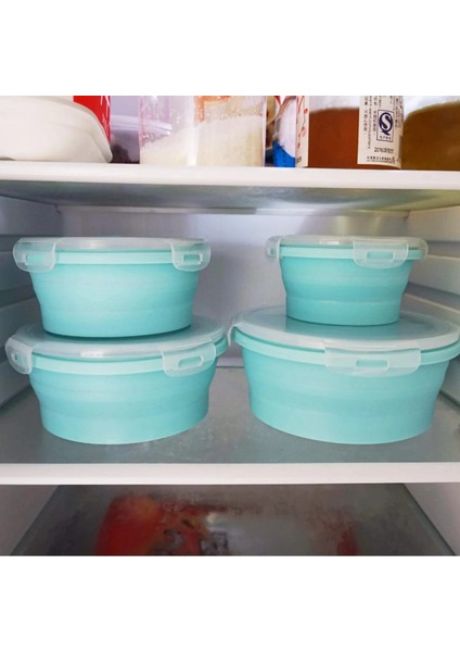 1200 ml Mavi Etrafında Silikon Katlanır Öğle Yemeği Kutusu Seti Mikrodalga Katlanır Kase Taşınabilir Katlanır Gıda Konteyner Kutusu Salata Aperatif Kase Kapaklı CF-102 (Yurt Dışından) indirimleri