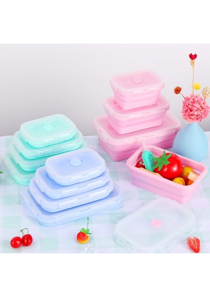 Mavi 350 ml Silikon Katlanır Bento Kutusu Katlanabilir Taşınabilir Yemek Kabı Gıda Yemek Takımı Gıda Konteyner Kase Öğle Yemeği Kutusu Sofra (Yurt Dışından)