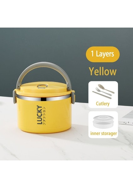 1 Sarı Tuuth Çok Katmanlı Öğle Yemeği Kutusu Ofis Çalışanı Için Büyük Kapasiteli Gıda Sınıfı Paslanmaz Çelik Bento Kutusu Gıda Kabı Okul Pikniği (Yurt Dışından)
