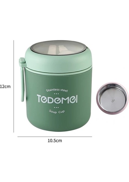 Green-A 400ML-500ML Paslanmaz Çelik Çorba Bardağı Termal Öğle Yemeği Kutusu Gıda Kabı Kaşık Vakum Bardak Yalıtımlı Bento Kutusu Çocuklar Için Okul (Yurt Dışından)