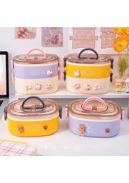 Mavi S-1 Kızlar Kadınlar Için Kawaii Öğle Yemeği Kutusu Sevimli Plastik Piknik Bento Kutusu Yetişkinler Için Mikrodalgada Taşınabilir Gıda Kabı Çalışma Çocuklar Okul (Yurt Dışından) modelleri