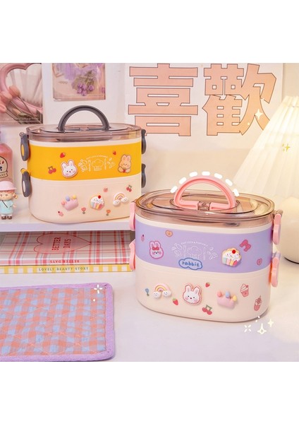 Mavi S-1 Kızlar Kadınlar Için Kawaii Öğle Yemeği Kutusu Sevimli Plastik Piknik Bento Kutusu Yetişkinler Için Mikrodalgada Taşınabilir Gıda Kabı Çalışma Çocuklar Okul (Yurt Dışından) fırsatları