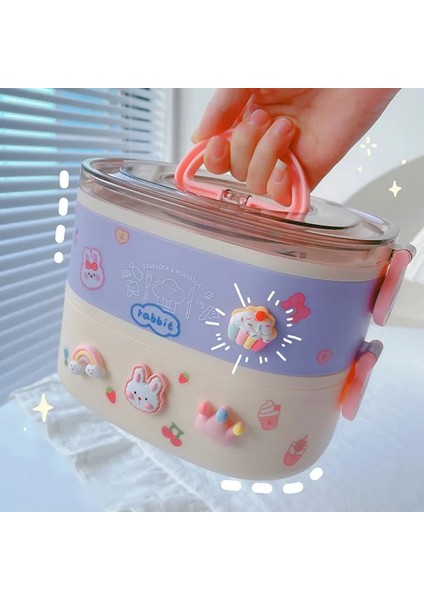 Mavi S-1 Kızlar Kadınlar Için Kawaii Öğle Yemeği Kutusu Sevimli Plastik Piknik Bento Kutusu Yetişkinler Için Mikrodalgada Taşınabilir Gıda Kabı Çalışma Çocuklar Okul (Yurt Dışından) indirimleri