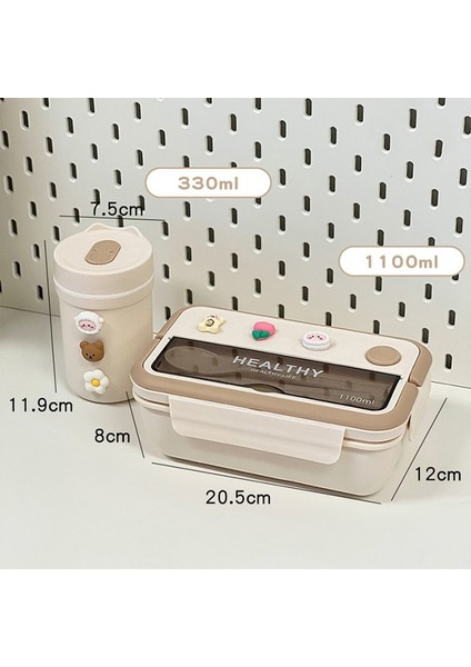 1100 ml Çorba Bardağı ile Basit Sevimli Taşınabilir Öğle Yemeği Kutusu Bölmeli Kızlar Okul Çocuklar Için Plastik Piknik Bento Kutusu Mikrodalga Gıda Saklama Kapları (Yurt Dışından)