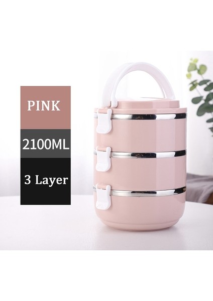 Jpa-3layers-Pembe Çok Katmanlı Paslanmaz Çelik Öğle Yemeği Kutusu Gıda Taşınabilir Termal Öğle Yemeği Kutusu Piknik Ofis Çocuk Işçiler Okul Japon Bento (Yurt Dışından)