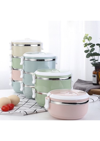 Jpa-3layers-Pembe Çok Katmanlı Paslanmaz Çelik Öğle Yemeği Kutusu Gıda Taşınabilir Termal Öğle Yemeği Kutusu Piknik Ofis Çocuk Işçiler Okul Japon Bento (Yurt Dışından)