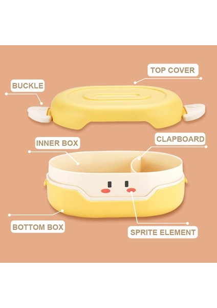 Sarı 780ML Kawaii Yemek Kabı Bölmeli Mikrodalga Bento Kutusu Kızlar Için Karikatür Plastik Sofra Okul Çocukları Için Gıda Konteyner (Yurt Dışından) indirimleri