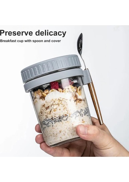 Mavi 1 Kahvaltı Yulaf Ezmesi Fındık Yoğurt Salata Bardağı Gıda Saklama Kutusu Mühür Konteyner Seti 350 ml Sebzelik Fincan Paslanmaz Çelik Kaşık Öğle Yemeği Bo (Yurt Dışından)