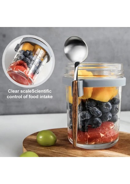 Mavi 1 Kahvaltı Yulaf Ezmesi Fındık Yoğurt Salata Bardağı Gıda Saklama Kutusu Mühür Konteyner Seti 350 ml Sebzelik Fincan Paslanmaz Çelik Kaşık Öğle Yemeği Bo (Yurt Dışından)