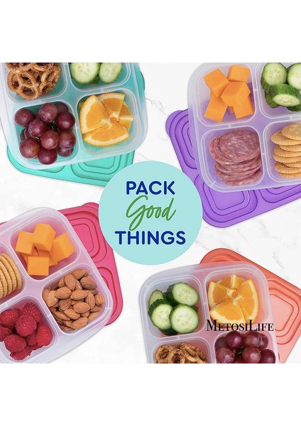 Mavi Plastik Bento Aperatif Kutusu Yeniden Kullanılabilir 4 Bölmeli Sızdırmaz Gıda Yemek Hazırlama Kapları Okul, Iş ve Seyahat Için Bulaşık Makinesinde Yıkanabilir (Yurt Dışından)