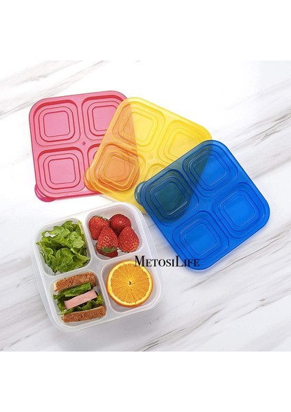 Mavi Plastik Bento Aperatif Kutusu Yeniden Kullanılabilir 4 Bölmeli Sızdırmaz Gıda Yemek Hazırlama Kapları Okul, Iş ve Seyahat Için Bulaşık Makinesinde Yıkanabilir (Yurt Dışından) fiyatları