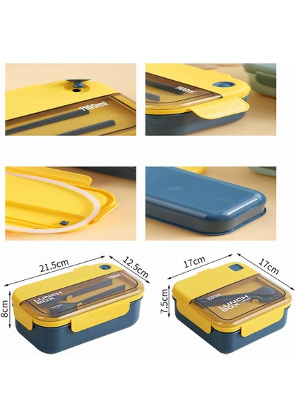 1100 ml Taşınabilir Bento Öğle Yemeği Kutusu Bölmeli Sızdırmaz Mikrodalga Güvenli Öğle Yemeği Kabı Yeniden Kullanılabilir Çatal Bıçak Takımı ile (Yurt Dışından)
