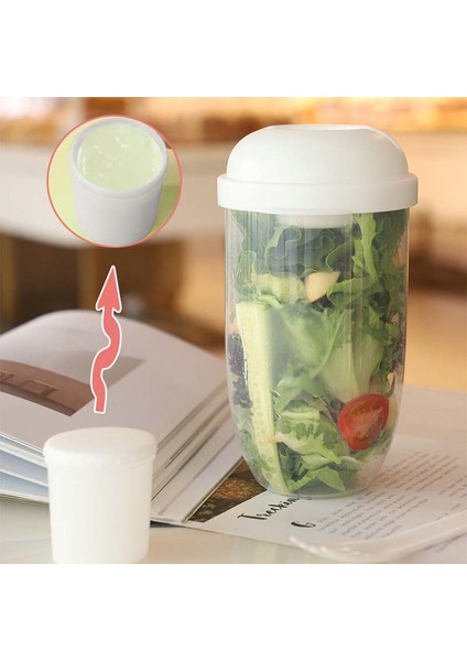 Soya Sosu Şişesi Taşınabilir Salata Bardağı Kahvaltı Yulaf Ezmesi Kase Çatallı Öğle Yemeği Kutusu Sos Bardağı Kapaklı Yoğurt Tahıl Süt Salata Kabı Bento Kutusu (Yurt Dışından)