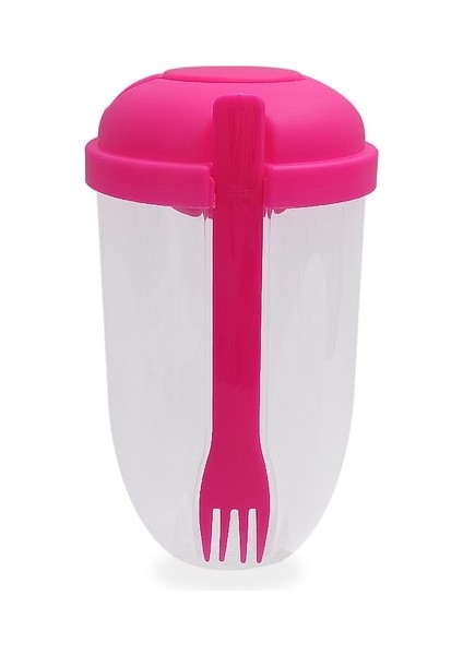 Pembe Taşınabilir Kahvaltı Bardak Tahıl Fındık Yoğurt Salata Bardağı Konteyner Seti Çatal Sos Şişesi Gıda Depolama Bento Kutusu Öğle Yemeği (Yurt Dışından)