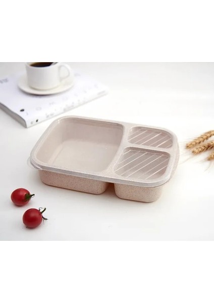 Bej Ayrı Öğle Yemeği Kutusu Taşınabilir Bento Kutusu Öğle Yemeği Kutusu Sızdırmaz Gıda Kabı Mikrodalga Fırın Yemek Takımı Öğrenciler Için (Yurt Dışından)