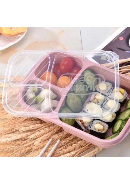 4 Bölme-Mavi 1 Katmanlı Temiz Buğday Samanı Öğle Yemeği Kutusu Gıda Kabı Şeffaf Kutu Isıya Dayanıklı Sızdırmaz Yemek Takımı Meyve Kutusu Okul Ofisi (Yurt Dışından) modelleri