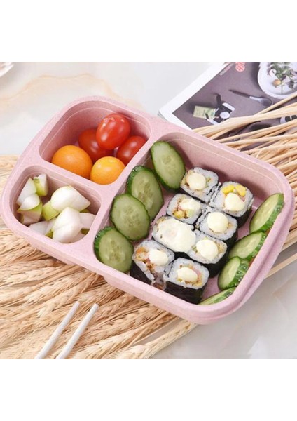 4 Bölme-Mavi 1 Katmanlı Temiz Buğday Samanı Öğle Yemeği Kutusu Gıda Kabı Şeffaf Kutu Isıya Dayanıklı Sızdırmaz Yemek Takımı Meyve Kutusu Okul Ofisi (Yurt Dışından) indirimleri