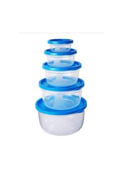 Yuvarlak Mavi 5 5 Parça Setleri Plastik Yemek Kabı Taşınabilir Kase Gıda Kabı Öğle Yemeği Kutusu Çevre Dostu Gıda Saklama Kutuları Mutfak Mühür Kutusu (Yurt Dışından)