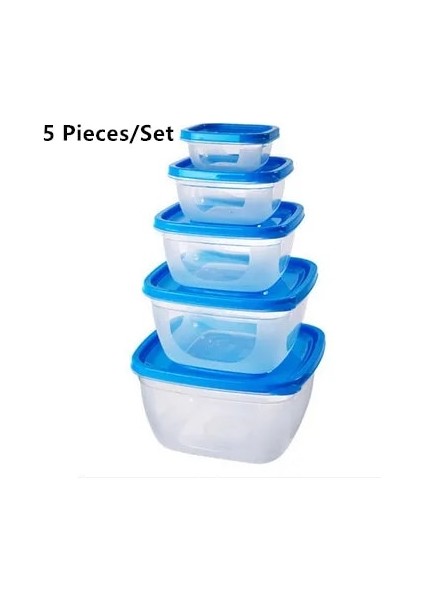Yuvarlak Mavi 5 5 Parça Setleri Plastik Yemek Kabı Taşınabilir Kase Gıda Kabı Öğle Yemeği Kutusu Çevre Dostu Gıda Saklama Kutuları Mutfak Mühür Kutusu (Yurt Dışından) fırsatları