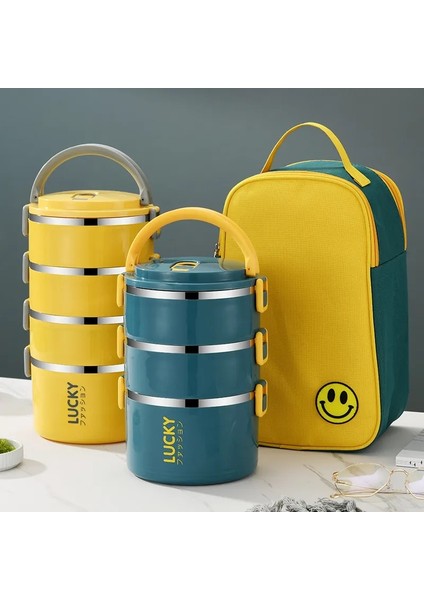 4 Sarı Çok Katmanlı Öğle Yemeği Kutusu Paslanmaz Çelik Yalıtımlı Bento Gıda Kabı Depolama Taşınabilir Açık Piknik Sızdırmaz Okul Sofra (Yurt Dışından) fırsatları