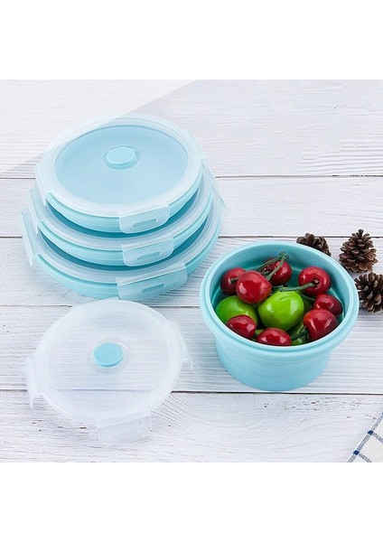 Gri ve Mavi 1200 ml 350/500/800/1200 ml Yuvarlak Silikon Taşınabilir Katlanır Öğle Yemeği Kutusu Mikrodalga Buzdolabı Plastik Öğle Yemeği Kutuları Gıda Depolama (Yurt Dışından) fiyatları