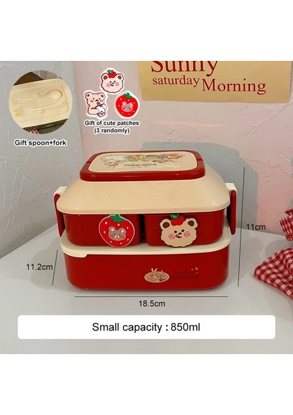 Kırmızı S Kawaii Yemek Kabı Taşınabilir Okul Çocukları Piknik Bento Kutusu Mikrodalga Yiyecek Kutusu Bölmeli Saklama Kapları Yemek Kabı (Yurt Dışından)