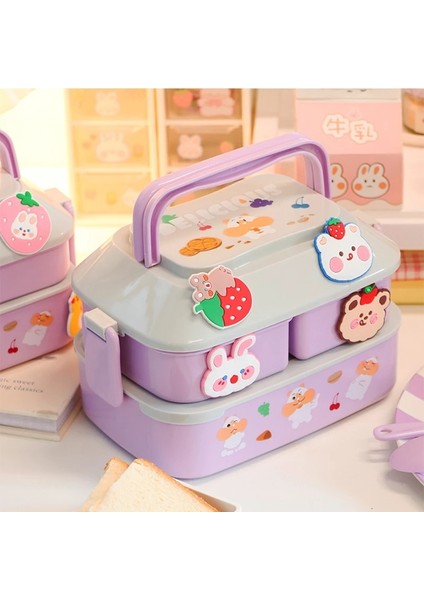 Kırmızı S Kawaii Yemek Kabı Taşınabilir Okul Çocukları Piknik Bento Kutusu Mikrodalga Yiyecek Kutusu Bölmeli Saklama Kapları Yemek Kabı (Yurt Dışından)