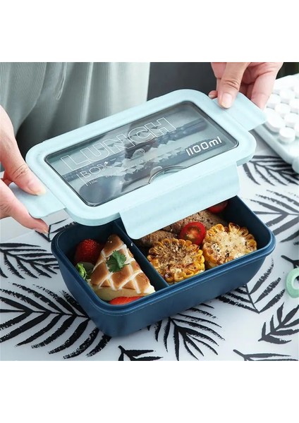 Yeşil 480 ml Bardak 1100 ml Taşınabilir Öğle Yemeği Kutusu Çocuk Öğrenci Bento Kutusu Yemek Çubukları Kaşık Sızdırmaz Mikrodalga Gıda Saklama Kabı (Yurt Dışından)