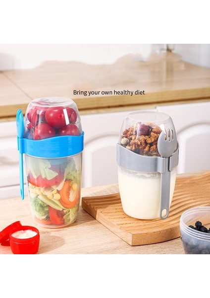 Gri 1070 ml 1l Taşınabilir Kahvaltı Yulaf Ezmesi Tahıl Fındık Yoğurt Salata Bardağı Konteyner Çatal Sos Bardak Kapaklı Bento Yiyecek Kasesi Mutfak Öğle Yemeği Kutusu (Yurt Dışından) fiyatları