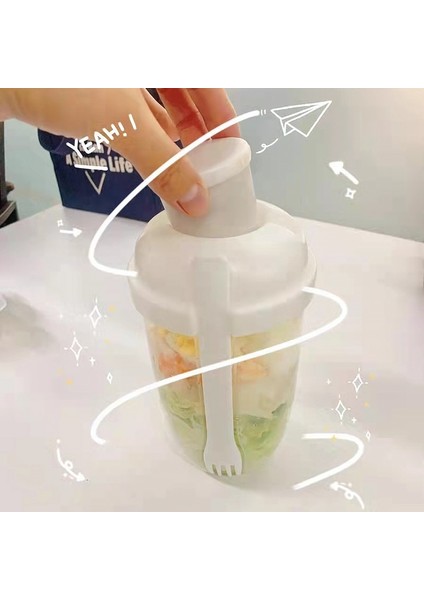 Mavi 1000ML Kahvaltı Salata Kaseleri Öğle Yemeği Kutusu Metal Meyve Salatası Kaseleri Yulaf Ezmesi Tahıl Fındık Yoğurt Salatası Fincan Çatallı Sos Bardağı Salata Kabı (Yurt Dışından)