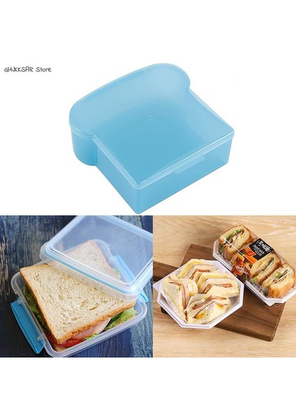 1 Adet Şeffaf Tost Şekli Gıda Kabı Mikrodalgada Ekmek Kutusu Sandviç Tost Kutusu Çocuklar Işçi Okul Kahvaltı Öğle Yemeği Bento Kutusu (Yurt Dışından)