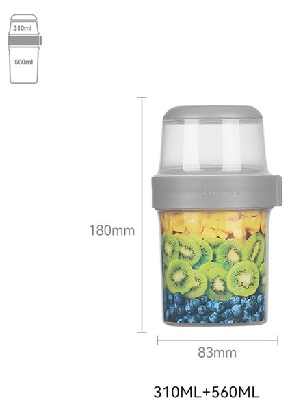 GY870 Taşınabilir Iki Katmanlı Bardak Konteyner Bardak Kapağı Tuppers Gıda Konik Kase Kahvaltı Bardak Tahıl Fındık Yoğurt Salata Bardak Konteyner Seti (Yurt Dışından)