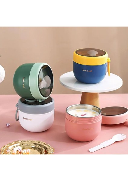 Mavi Iç 600 ml Öğle Yemeği Fincan Şık Güçlü Mühürlü Yalıtımlı Öğle Yemeği Kavanoz 4 Renk Çorba Kabı Sofra Takımı Loncheras Para Niños Контейнер Для Еды (Yurt Dışından)
