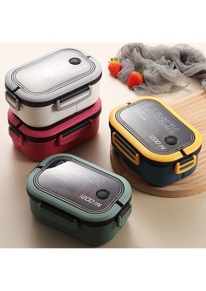 Yeşil Taşınabilir Hermetik Öğle Yemeği Kutusu 2 Katmanlı Izgara Çocuk Öğrenci Bento Kutusu Çatal Kaşık Sızdırmaz Mikrodalgada Koku Önlemek Okul (Yurt Dışından) indirimleri