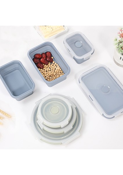 Yeşil Yuvarlak 1 Adet 800 ml 1/4 Adet Katlanır Kase Silikon Yemek Kabı Sebzelik Sofra Yemek Tabağı Kapaklı Katlanabilir Gıda Saklama Kabı Taşınabilir (Yurt Dışından)