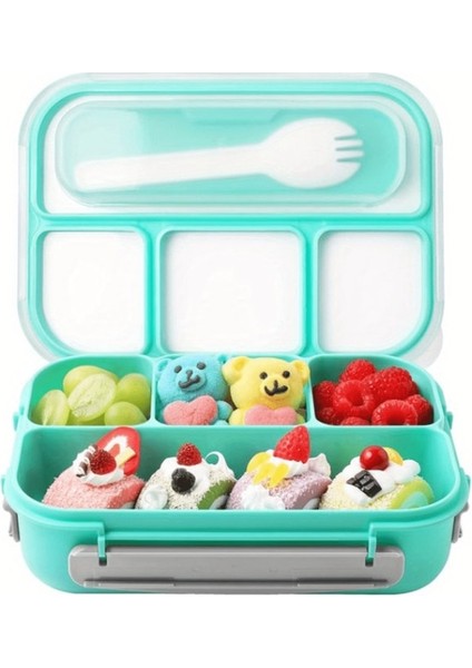 Yeşil 1 Adet 1300 ml Yalıtımlı Yemek Kabı 4 Bölmeli Plastik Mikrodalgada Bento Kutusu Çocuklar Için Okul Gıda Kabı Vakum Şişeleri (Yurt Dışından)