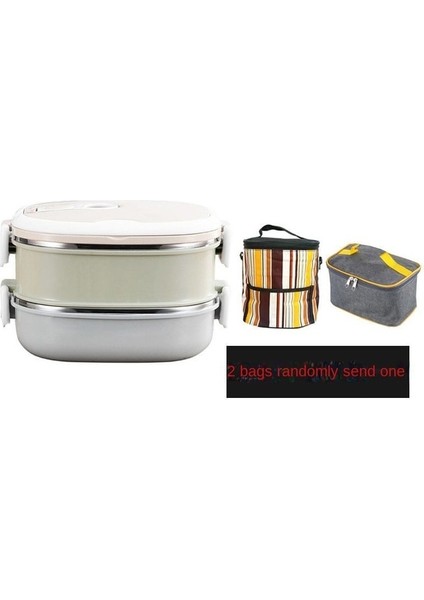 Çanta ile 2 Kat 304 Paslanmaz Çelik Büyük Kapasiteli Taşınabilir Öğle Yemeği Kutusu Çocuk Öğrenci Ofisi Öğle Yemeği Kutusu Açık Piknik Gıda Kabı (Yurt Dışından)
