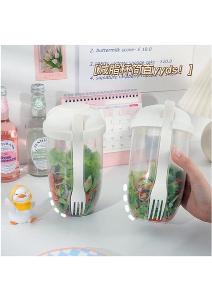 Mavi 1000 ml 1l Taşınabilir Salata Bardağı Çocuk Kahvaltı Salata Kasesi Çatal ile Okul Öğle Yemeği Kutusu Gıda Depolama Bento Kutusu Yoğurt Yulaf Ezmesi Tahıl Süt Fincan (Yurt Dışından)