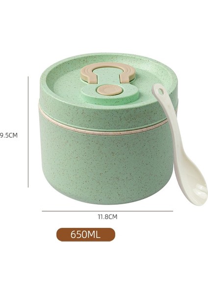 650ML Yeşil Mikrodalga Öğle Yemeği Kutusu, Çevre Dostu Bpa Içermeyen Buğday Samanı Bento Kutusu Yemek Çubukları, Mutfak Yemek Kabı, Kaşıklı Çorba Can (Yurt Dışından)