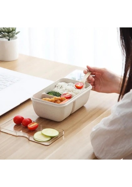 650ML Yeşil Mikrodalga Öğle Yemeği Kutusu, Çevre Dostu Bpa Içermeyen Buğday Samanı Bento Kutusu Yemek Çubukları, Mutfak Yemek Kabı, Kaşıklı Çorba Can (Yurt Dışından)