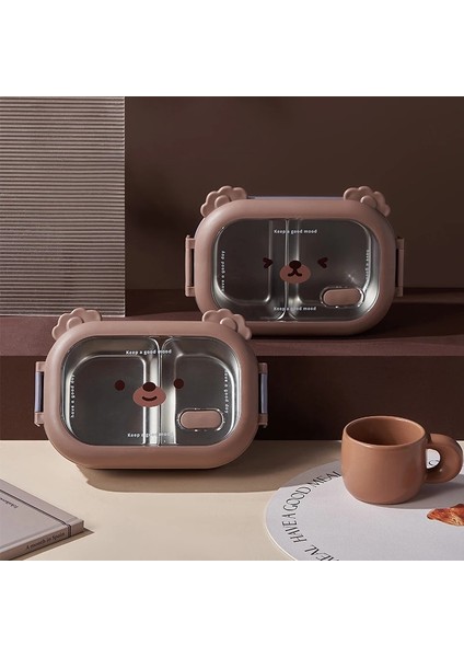B-Mor 1000ML 1000ML Taşınabilir Paslanmaz Çelik Öğle Yemeği Kutusu Sevimli Karikatür Gıda Kabı Bebek Çocuk Öğrenci Okul Açık Kamp Piknik Bento Kutusu (Yurt Dışından)