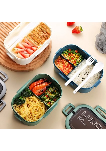Mavi-B 1 Katmanlı Öğle Yemeği Kutusu 2 Katmanlar Izgaralar Öğrenci Ofis Çalışanı Mikrodalga Hermetik Bento Kutusu Açık Piknik Meyve Gıda Kabı Çatal Kaşık ile (Yurt Dışından) fırsatları
