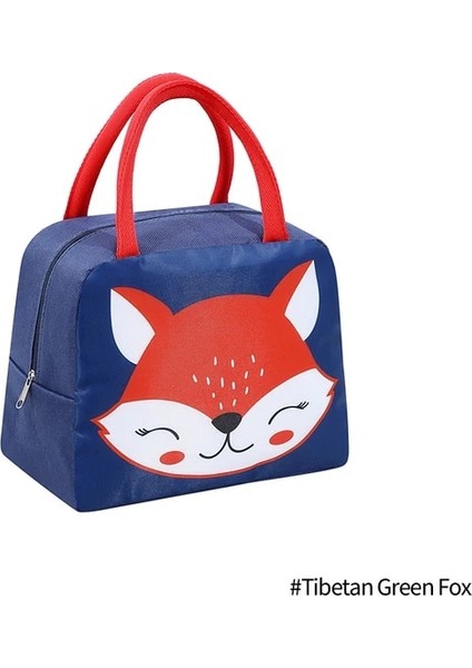 Tibet Yeşil Tilki Taşınabilir Yalıtımlı Termal Piknik Gıda Öğle Yemeği Çantası Kutusu Karikatür Tote Gıda Taze Soğutucu Çanta Kılıfı Kadınlar Için Kız Çocuk Çocuk Hediye (Yurt Dışından)