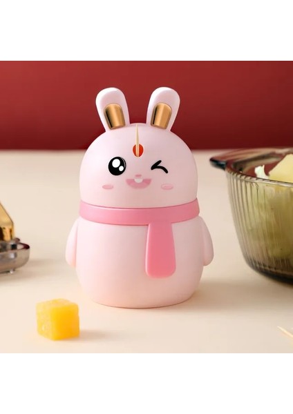 Pembe Sevimli Tavşan Kürdan Kutusu Kürdan Dağıtıcı Ceative Itme Pres Tipi Kürdan Kavanoz Tutucu Ev Uygun Hediye Ev Gadget (Yurt Dışından)