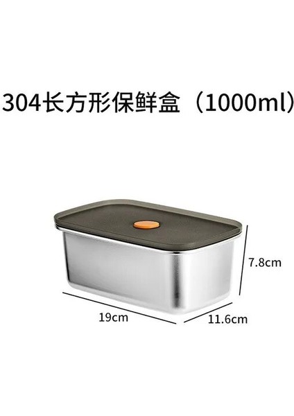 1000 ml 304 Paslanmaz Çelik Taze Tutma Kutusu Buzdolabı Vakumlu Gıda Meyve Saklama Kapları Dondurucu Mühürlü Sızdırmaz Bento Yemek Kabı (Yurt Dışından)